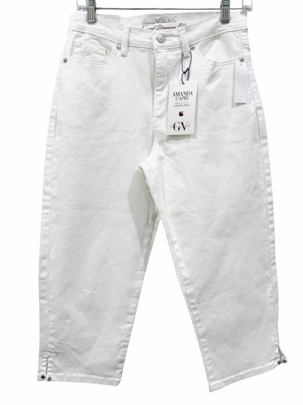 Gloria Vanderbilt Amanda High Rise Slimming Stretch Capri Jeans White 6 NEW